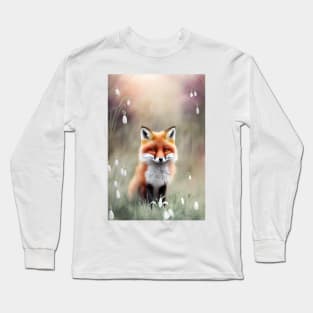 Fox With Snowdrops Long Sleeve T-Shirt